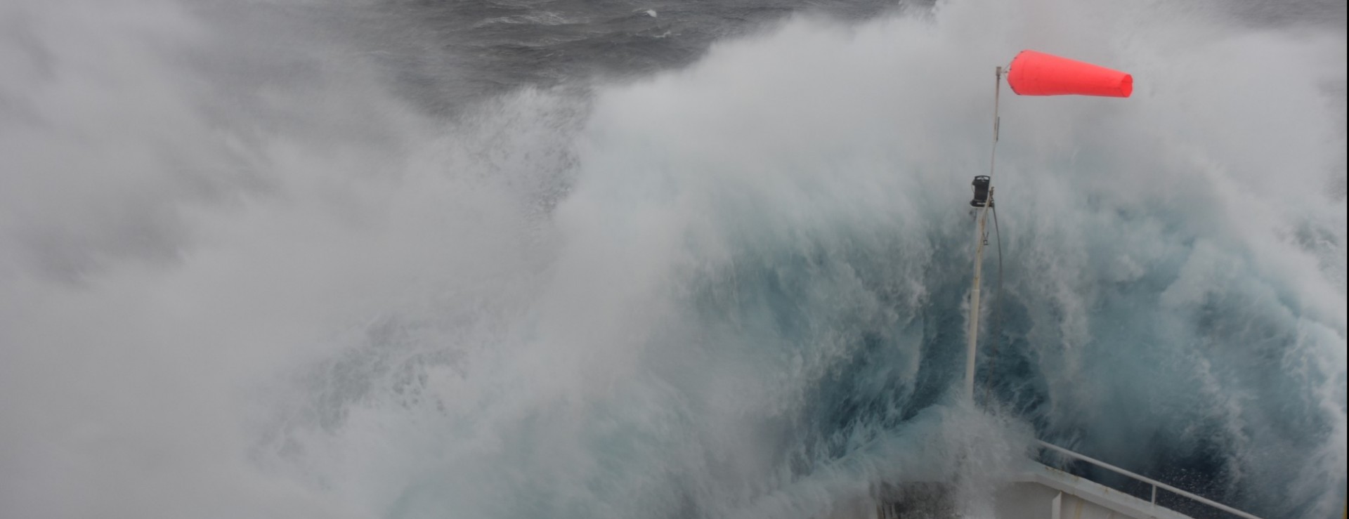 Waves crashing over the bow of the R/V JOIDES Resolution