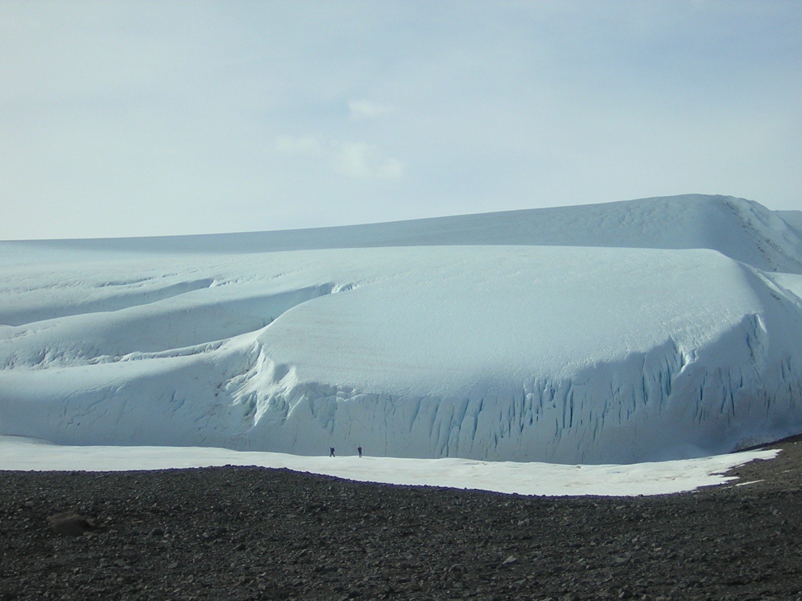 Standing on a glacier margin in the McMurdo Dry Valleys of Antarctica