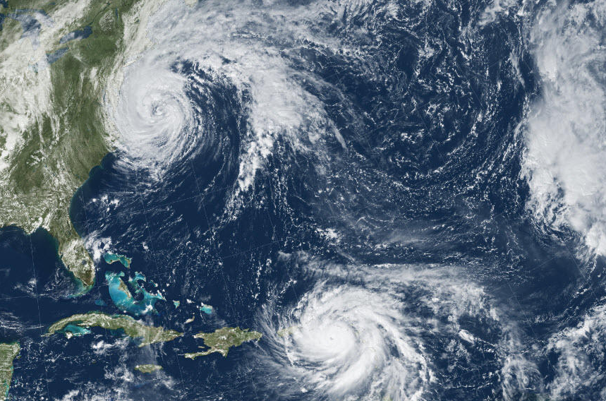 Satellite image of Hurricane Maria and Tropical Storm Jose in September, 2017.