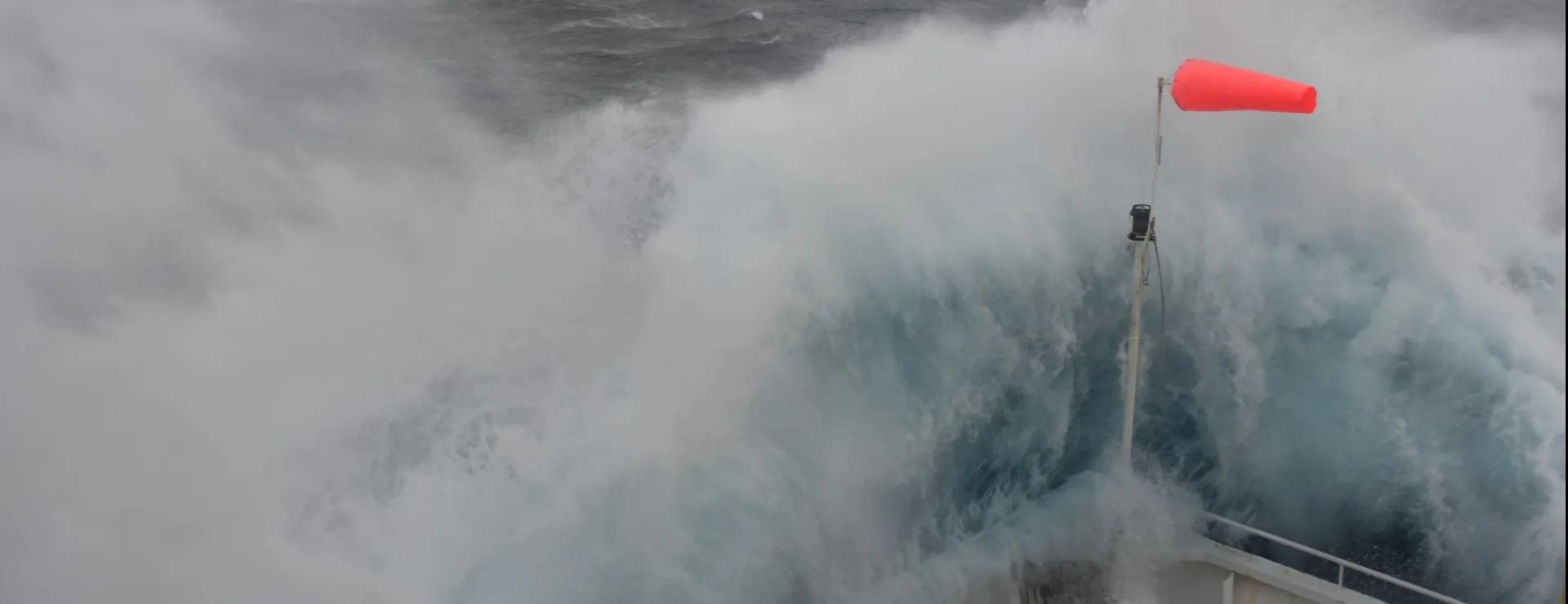 Waves crashing over the bow of the R/V JOIDES Resolution
